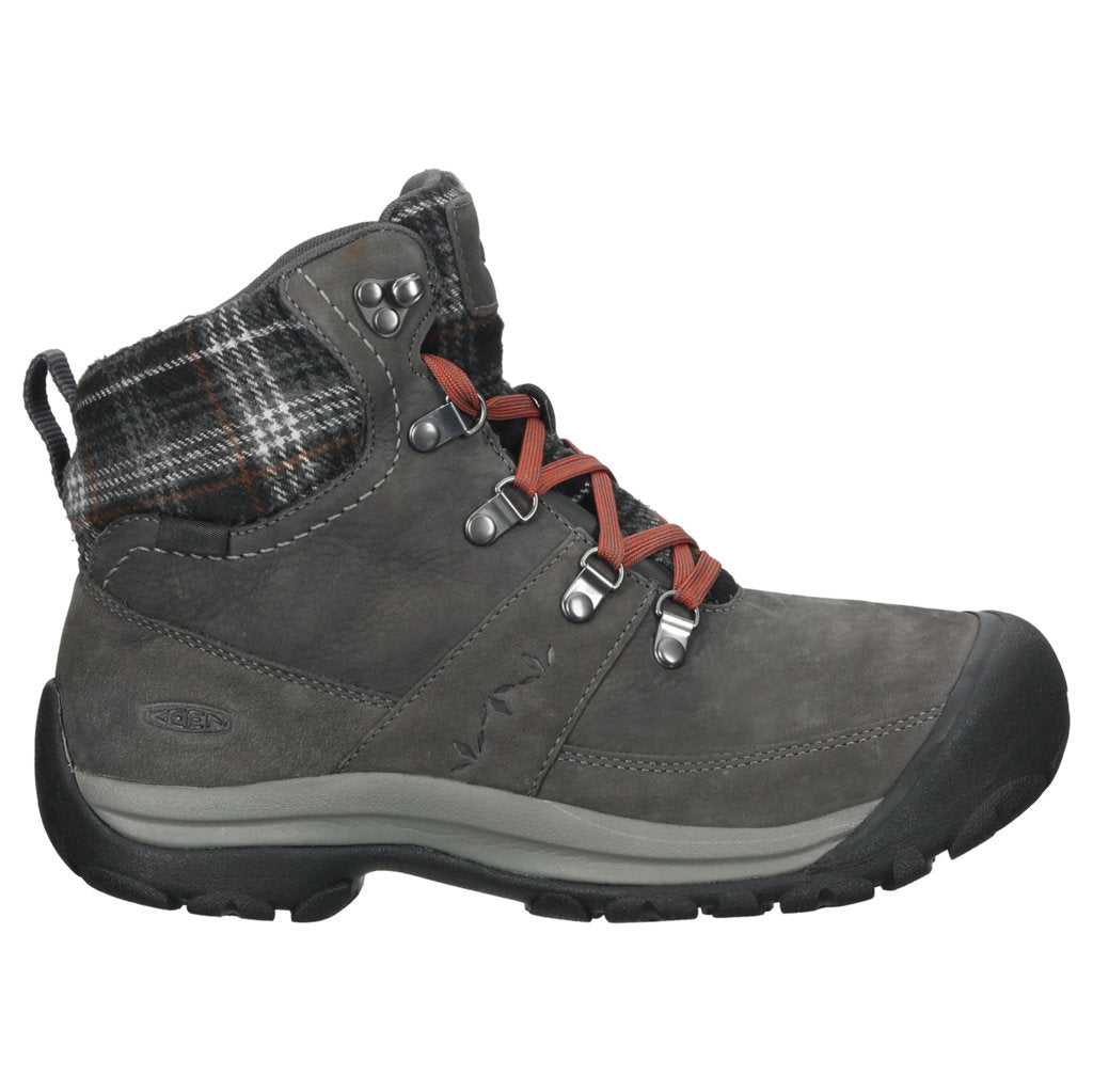 Keen Kaci III Mid Waterproof Leather & Textile Women's Snow Boots#color_magnet black plaid