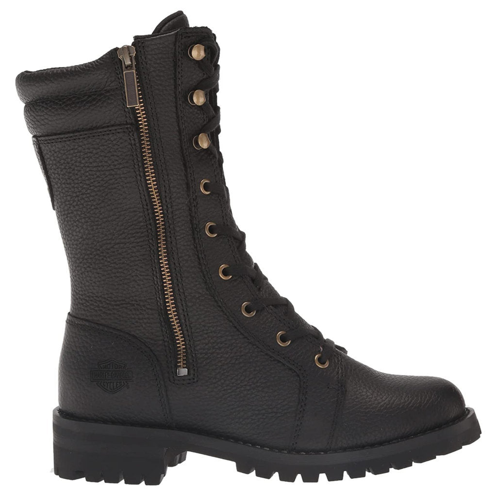 Harley Davidson Nolana Waterproof Full Grain Leather Women's Mid Calf Riding Boots#color_black
