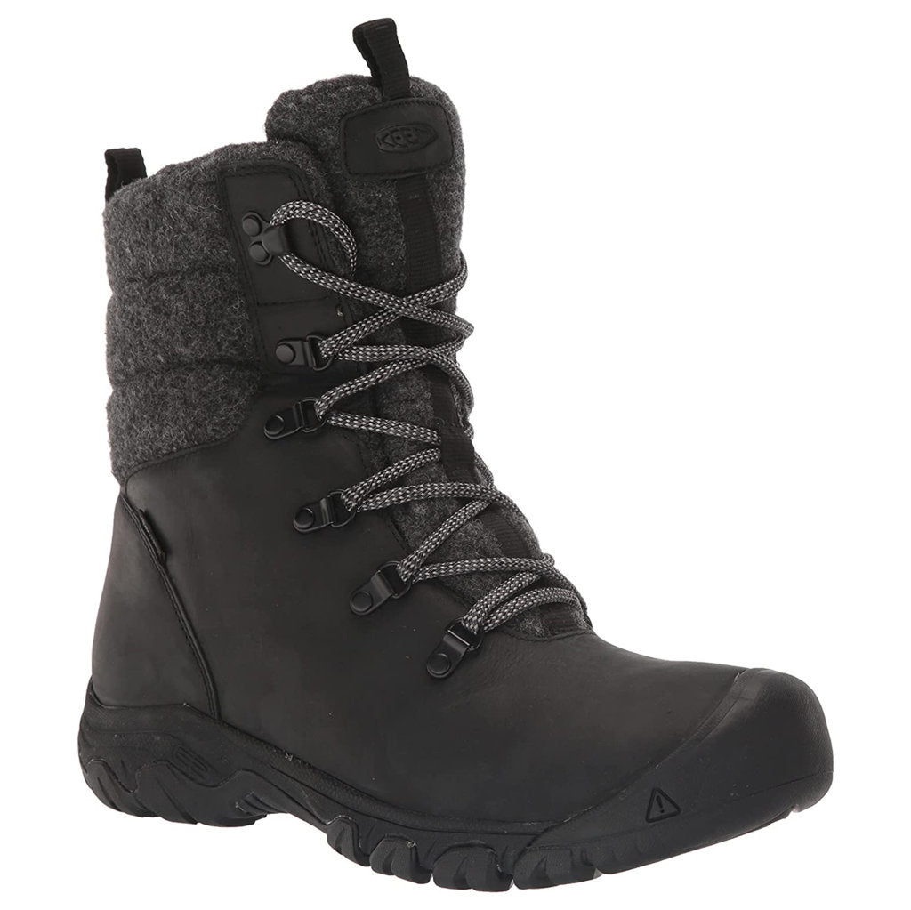 Keen Greta Leather Textile Insulated Women's Winter Hiking Boots#color_black black wool