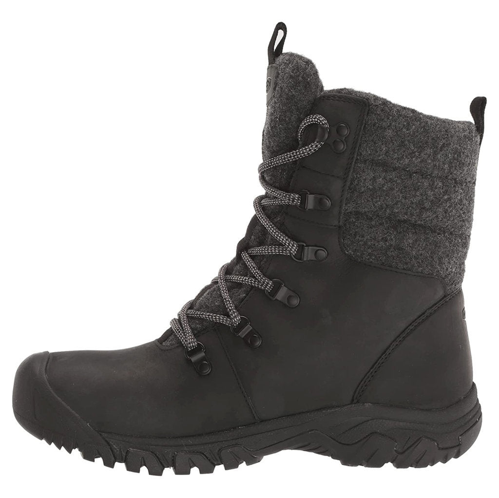 Keen Greta Leather Textile Insulated Women's Winter Hiking Boots#color_black black wool