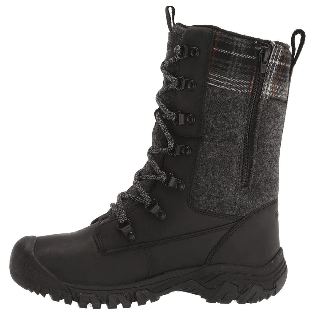Keen Greta Leather Textile Insulated Women's Winter Tall Hiking Boots#color_black black plaid