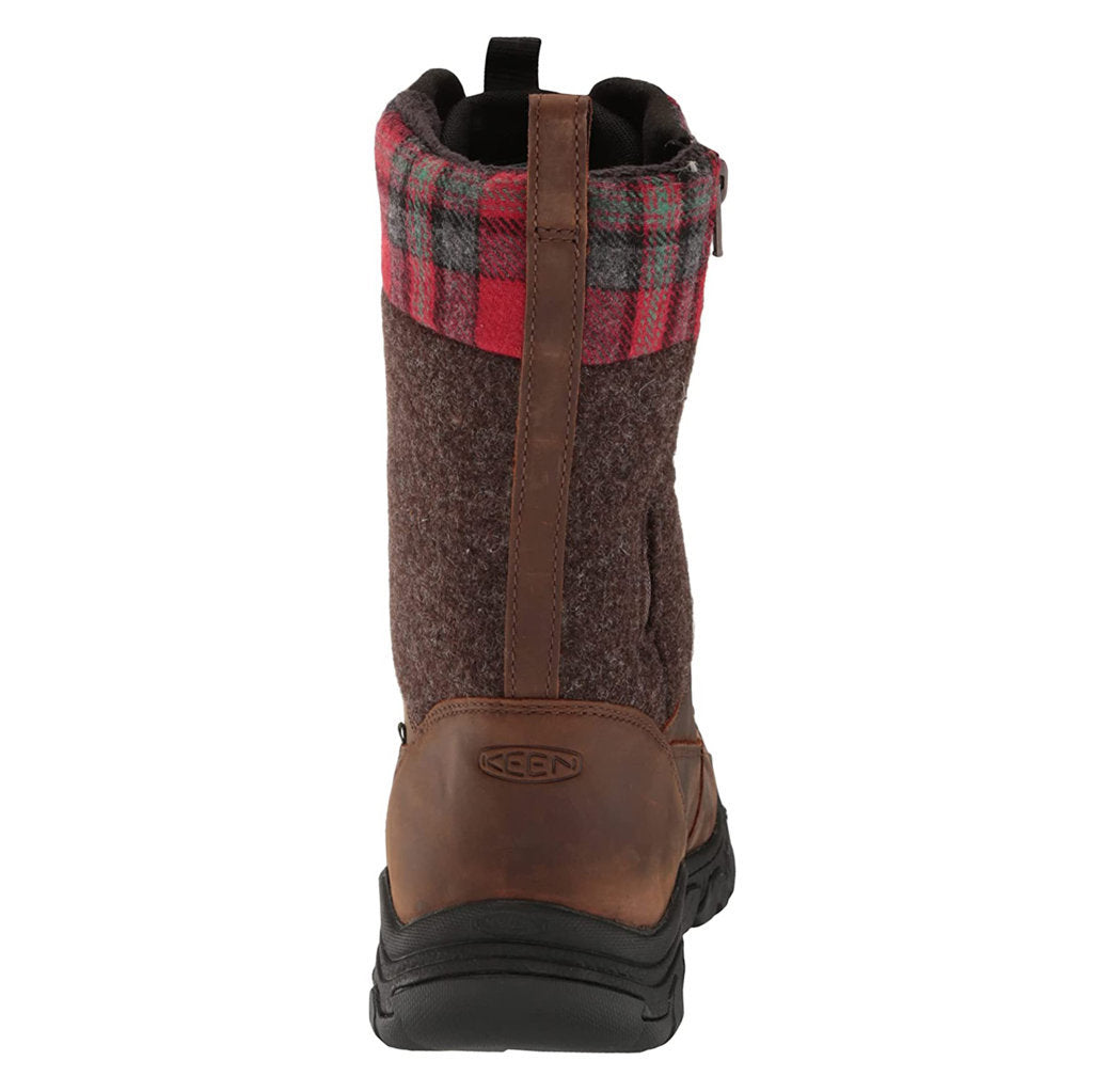 Keen Greta Leather Textile Insulated Women's Winter Tall Hiking Boots#color_brown red plaid