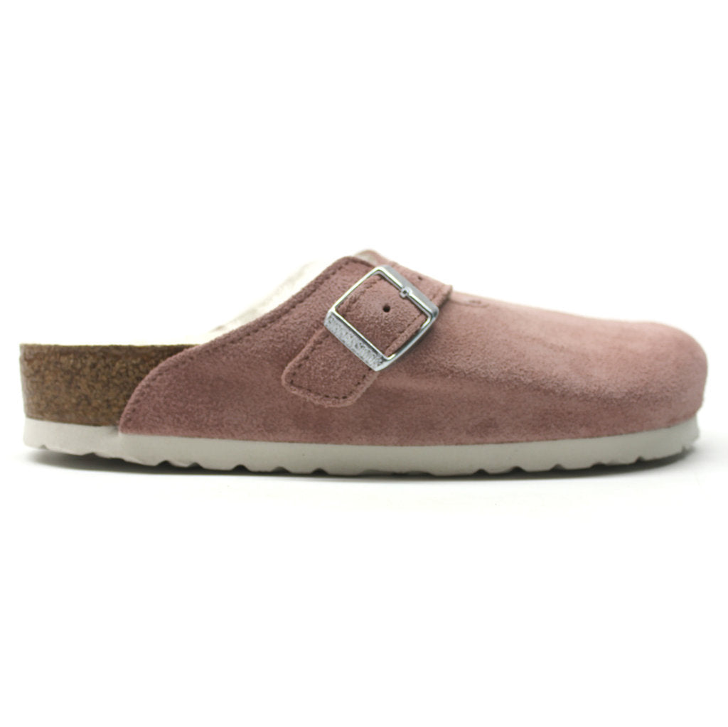 Birkenstock Boston VL Shearling Suede Unisex Sandals#color_pink clay