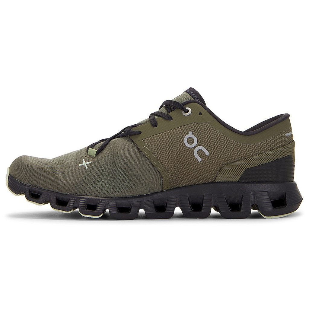 On Cloud X 3 Textile Synthetic Mens Trainers#color_olive reseda