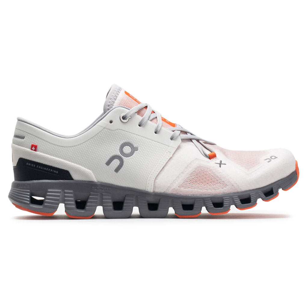 On Cloud X 3 Textile Synthetic Mens Trainers#color_ivory alloy