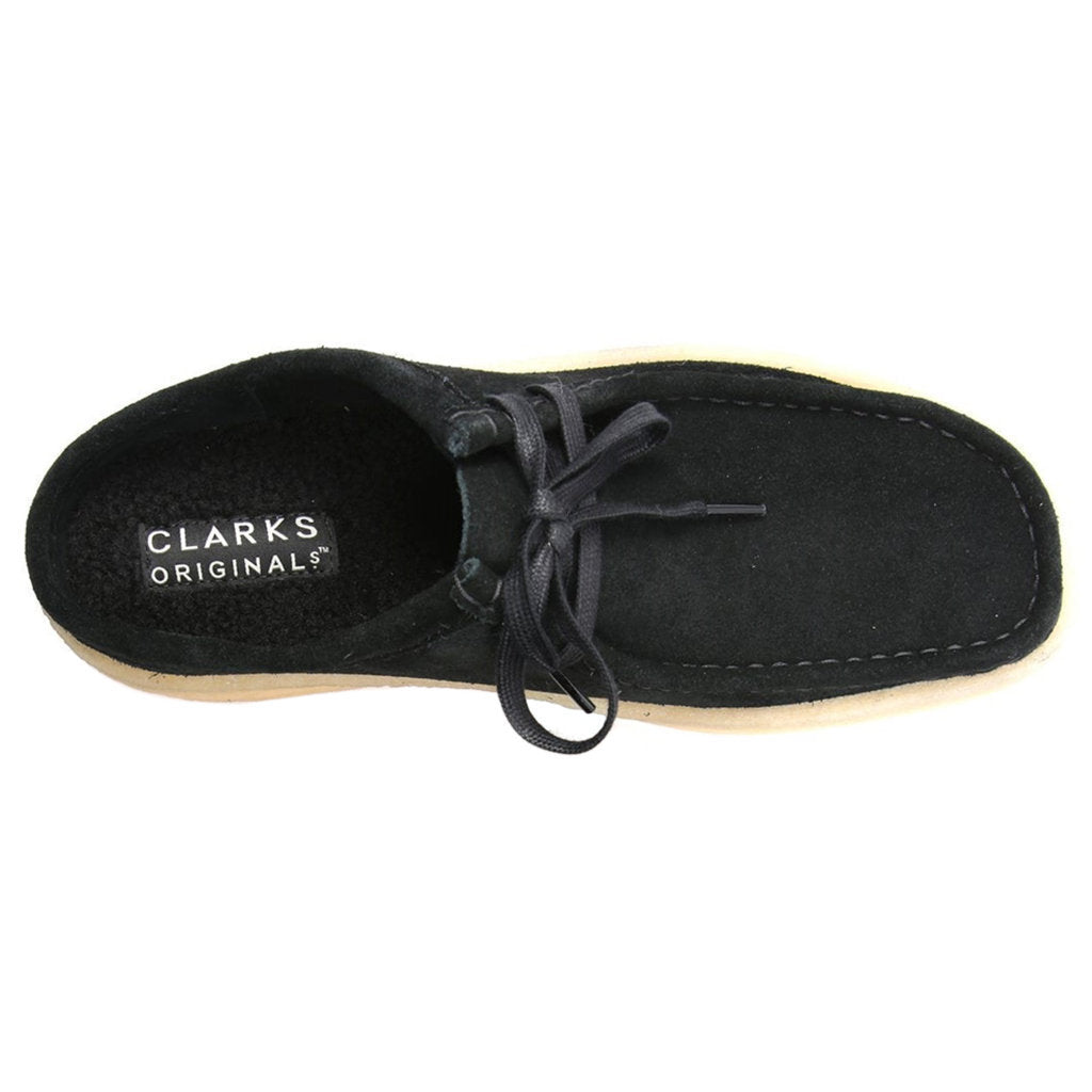 Clarks Originals Wallabee Lo Suede Leather Women's Shoes#color_black suede warmlined