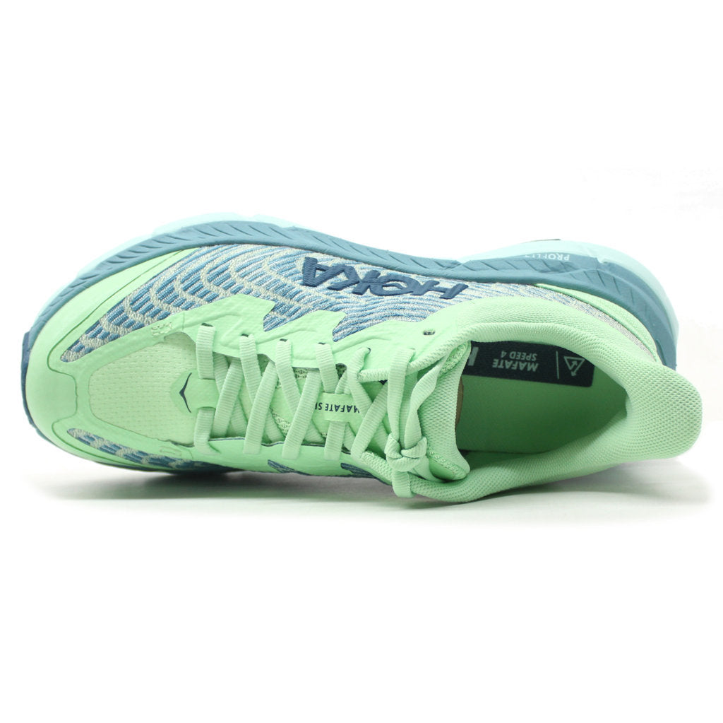 Hoka One One Mafate Speed 4 Textile Synthetic Womens Trainers#color_lime glow ocean mist