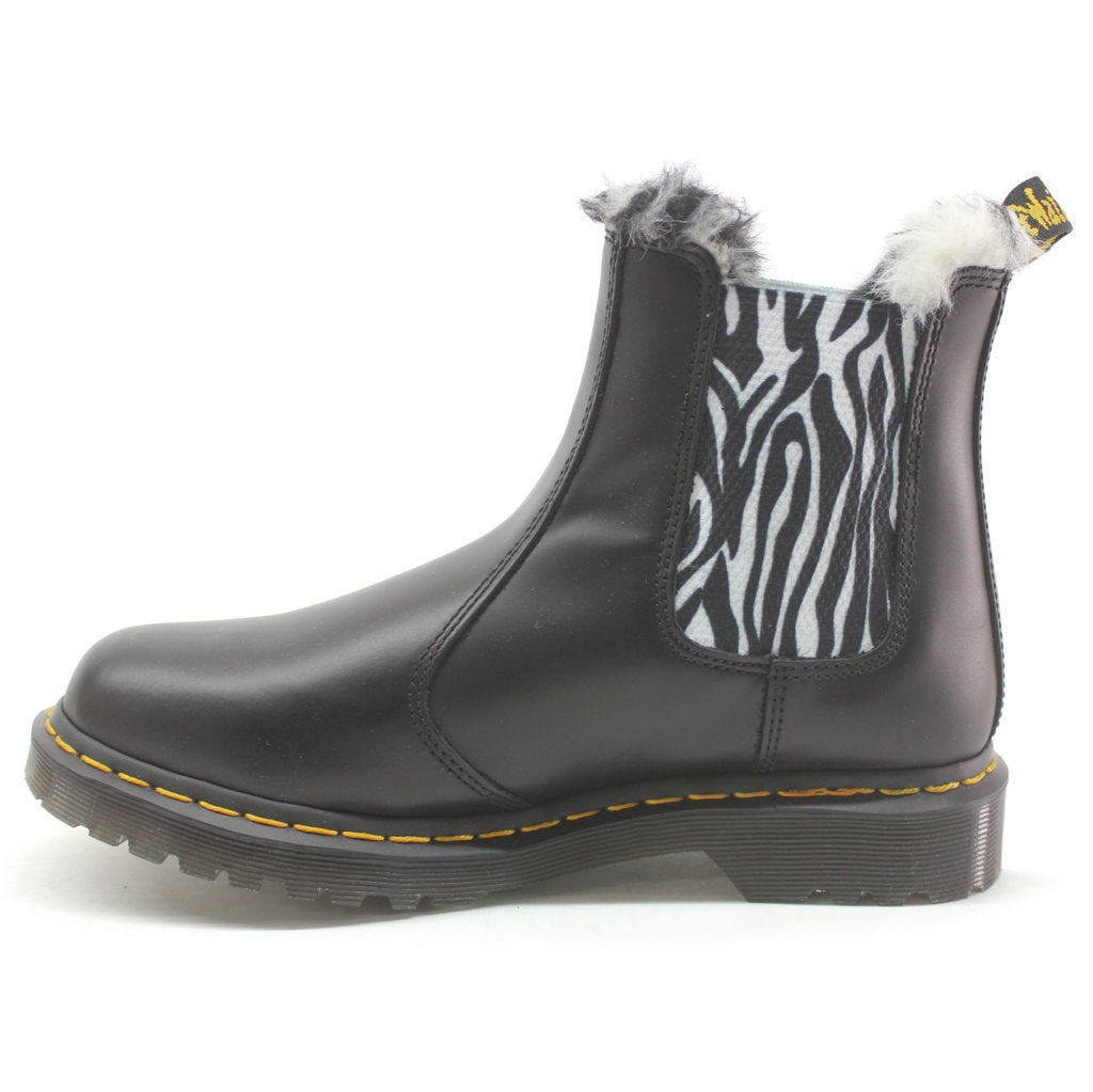 Dr. Martens 2976 Leonore Fur-Lined Bornished Leather Women's Chelsea Boots#color_black