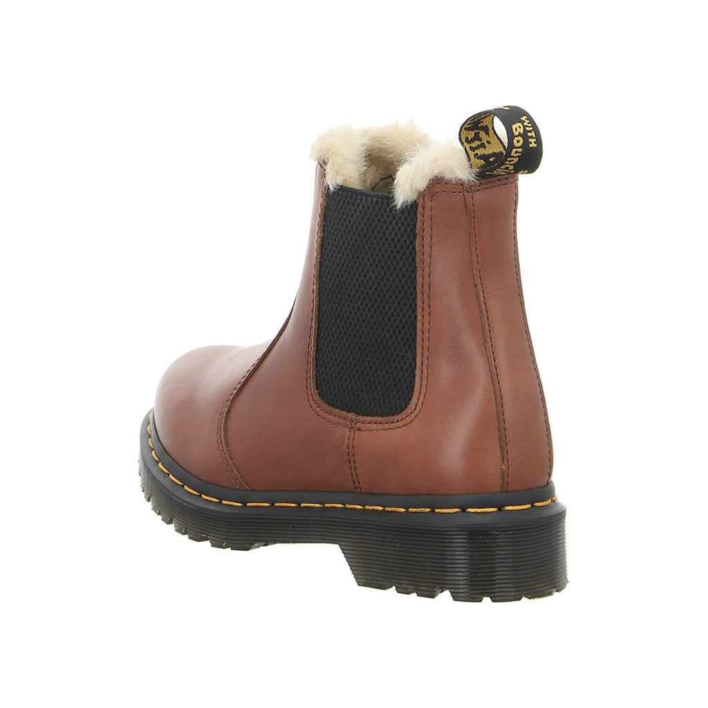 Dr. Martens 2976 Leonore Fur-Lined Bornished Leather Women's Chelsea Boots#color_saddle tan