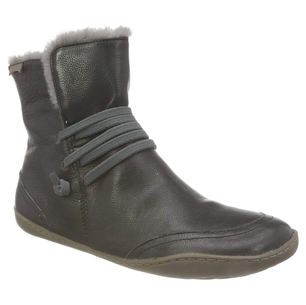 Camper Peu Calfskin Leather Fur Lined Women's Ankle Boots#color_black