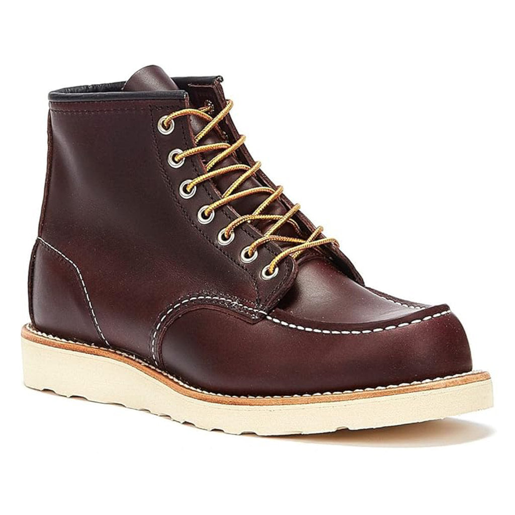 Red Wing 6 Inch Classic Moc Toe Leather Mens Boots#color_black cherry
