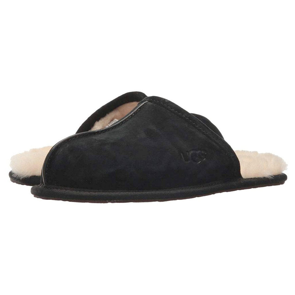 UGG Scuff Sheepskin Suede Leather Men's Slide Sandals#color_black