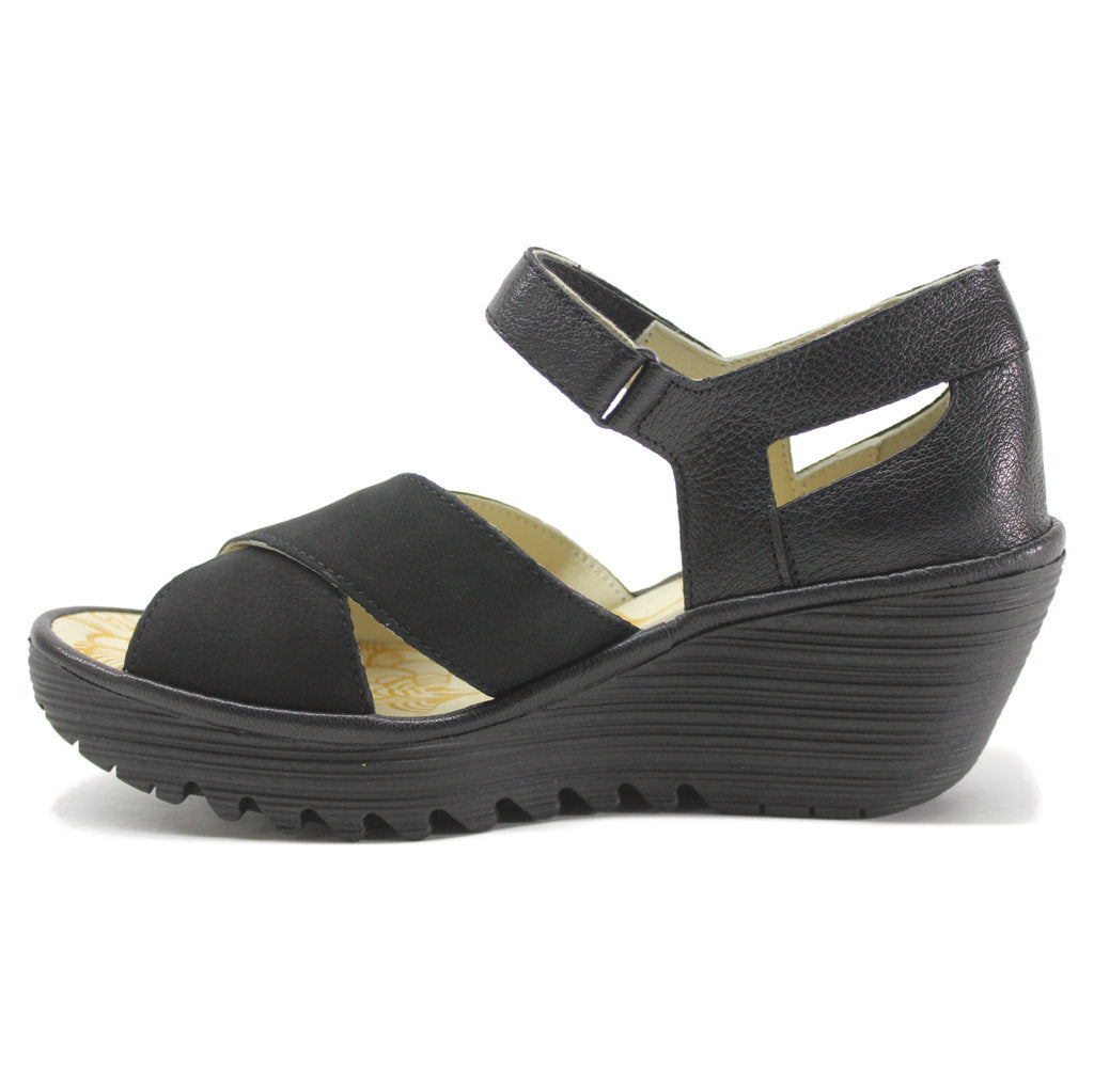 Fly London YENT365FLY Leather Womens Sandals#color_black