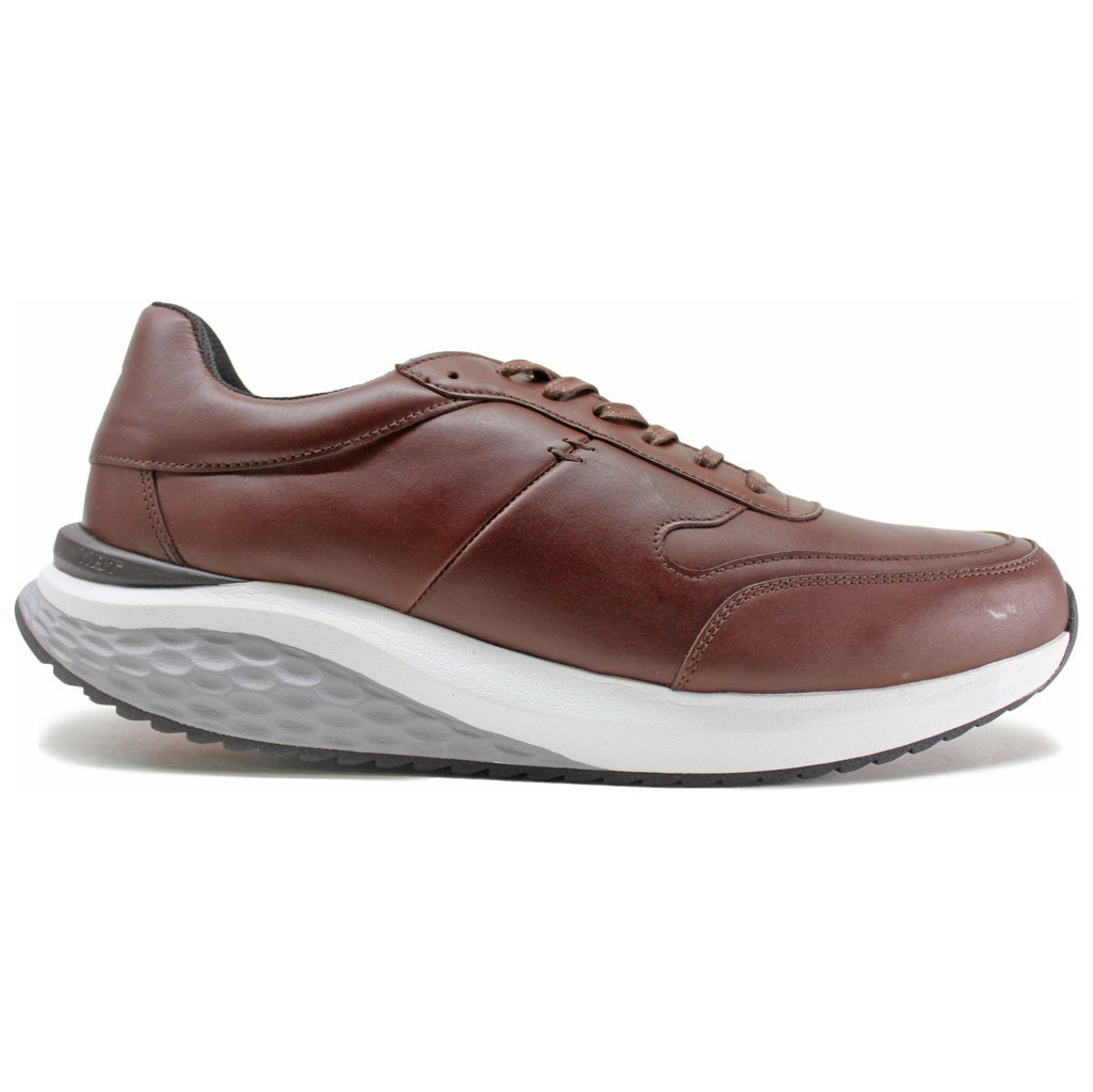 MBT Porto II Polished Leather Men's Low-Top Trainers#color_brown grey sensor