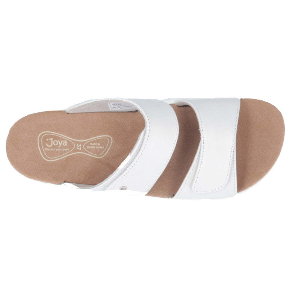 Joya Vienna II Full Grain Leather Women's Wide Slip-On Sandals#color_white