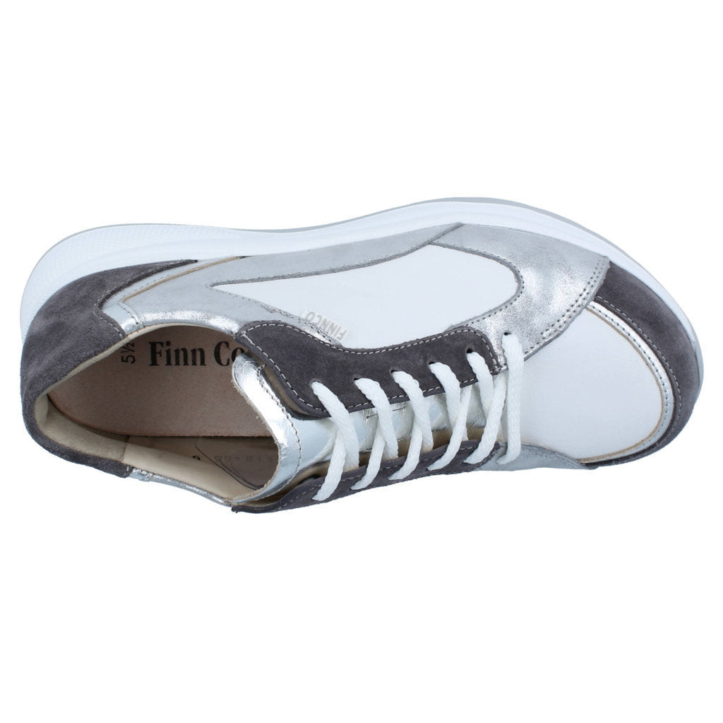 Finn Comfort Piccadilly Nubuck Leather Womens Shoes#color_mouse argento white silver