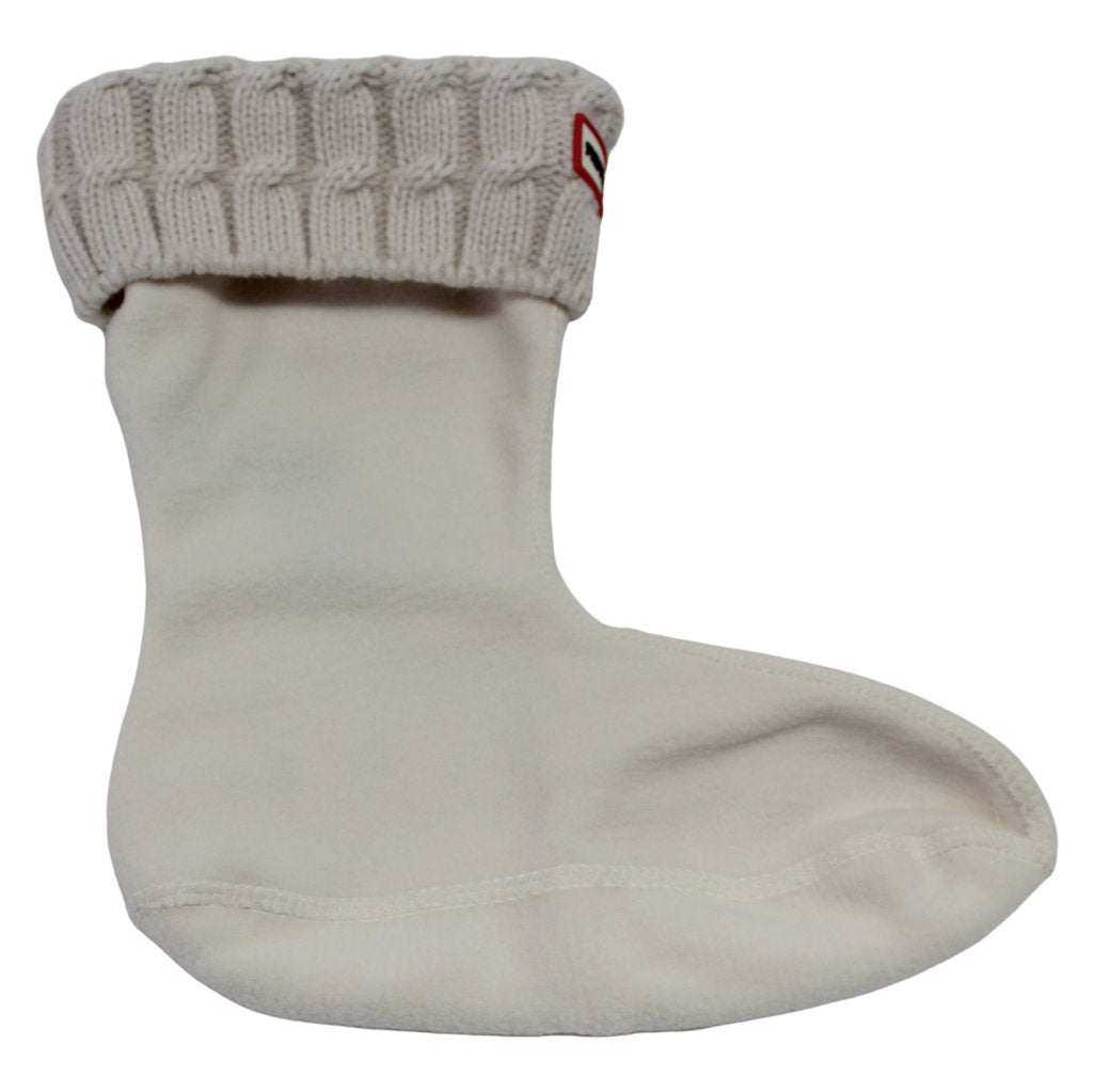 Hunter Recycled 6 Stitch Cable Short Sock Polyfleece Unisex Socks#color_hunter white