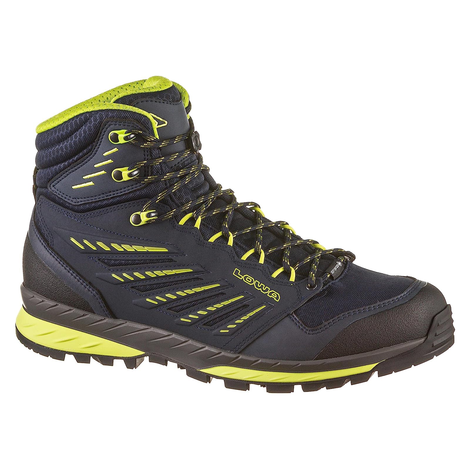 Lowa Trek Evo GTX Mid Synthetic Textile Men's Waterproof Hiking Boots#color_navy lime