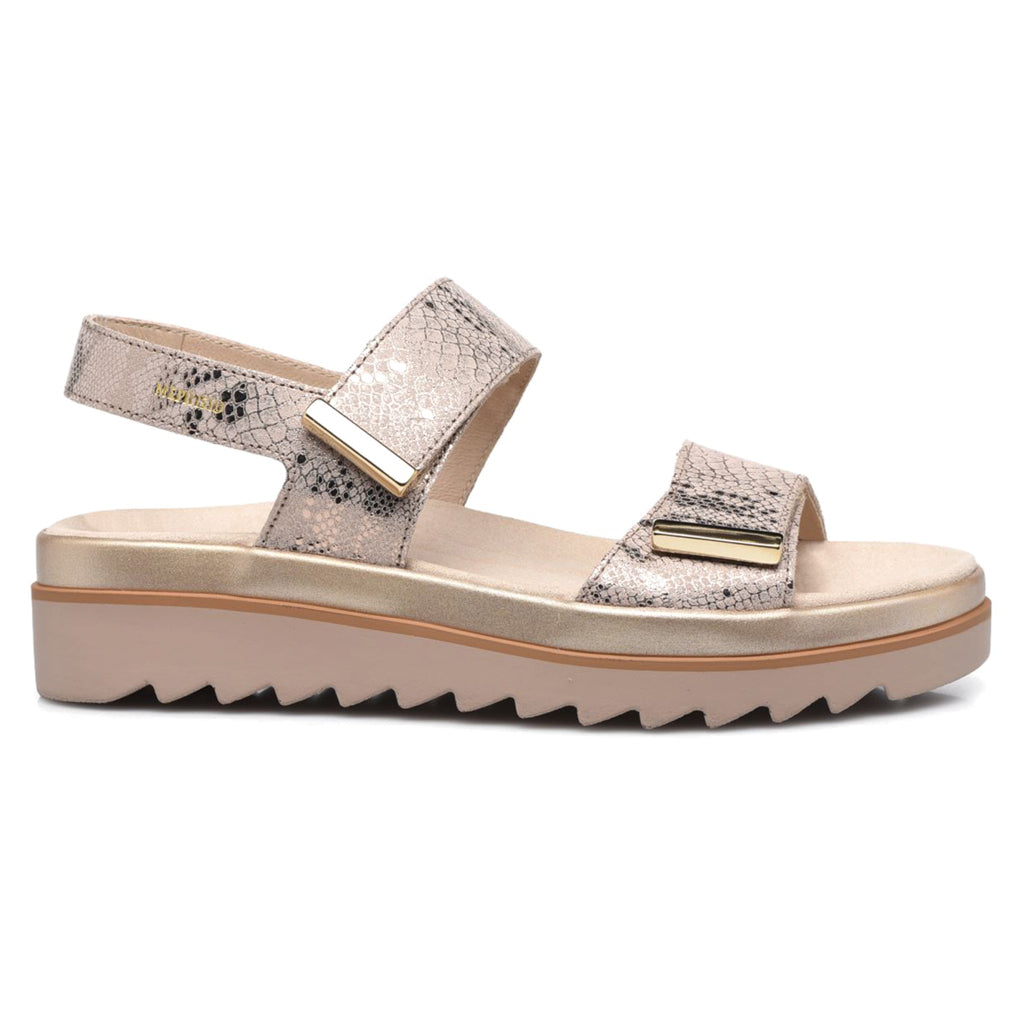 Mephisto Dominica Metallic Leather Women's Wedge Sandals#color_light taupe
