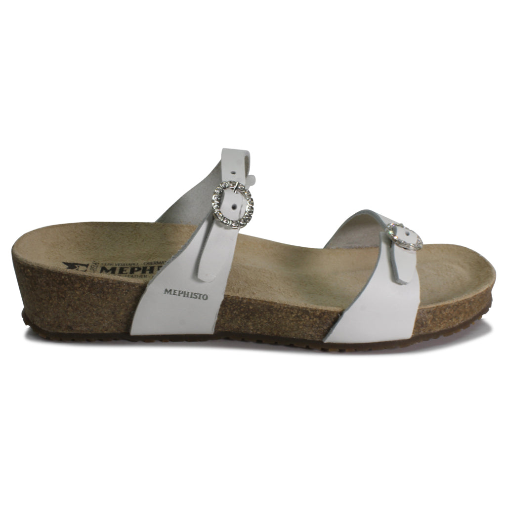 Mephisto Idelya Leather Women's Wedge Sandals#color_white