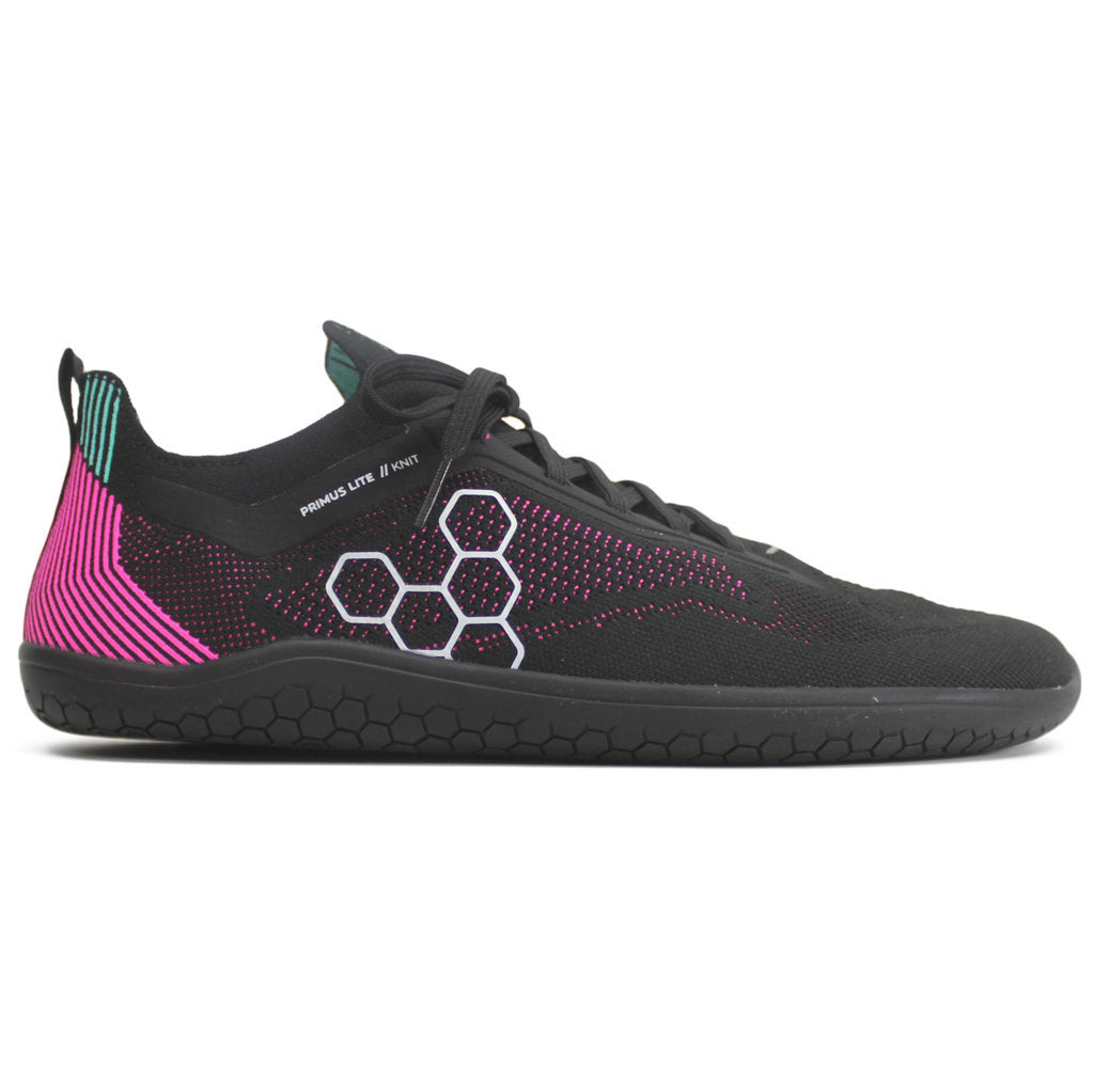 Vivobarefoot Primus Lite Knit Textile Synthetic Mens Trainers#color_obsidian vibrant pink