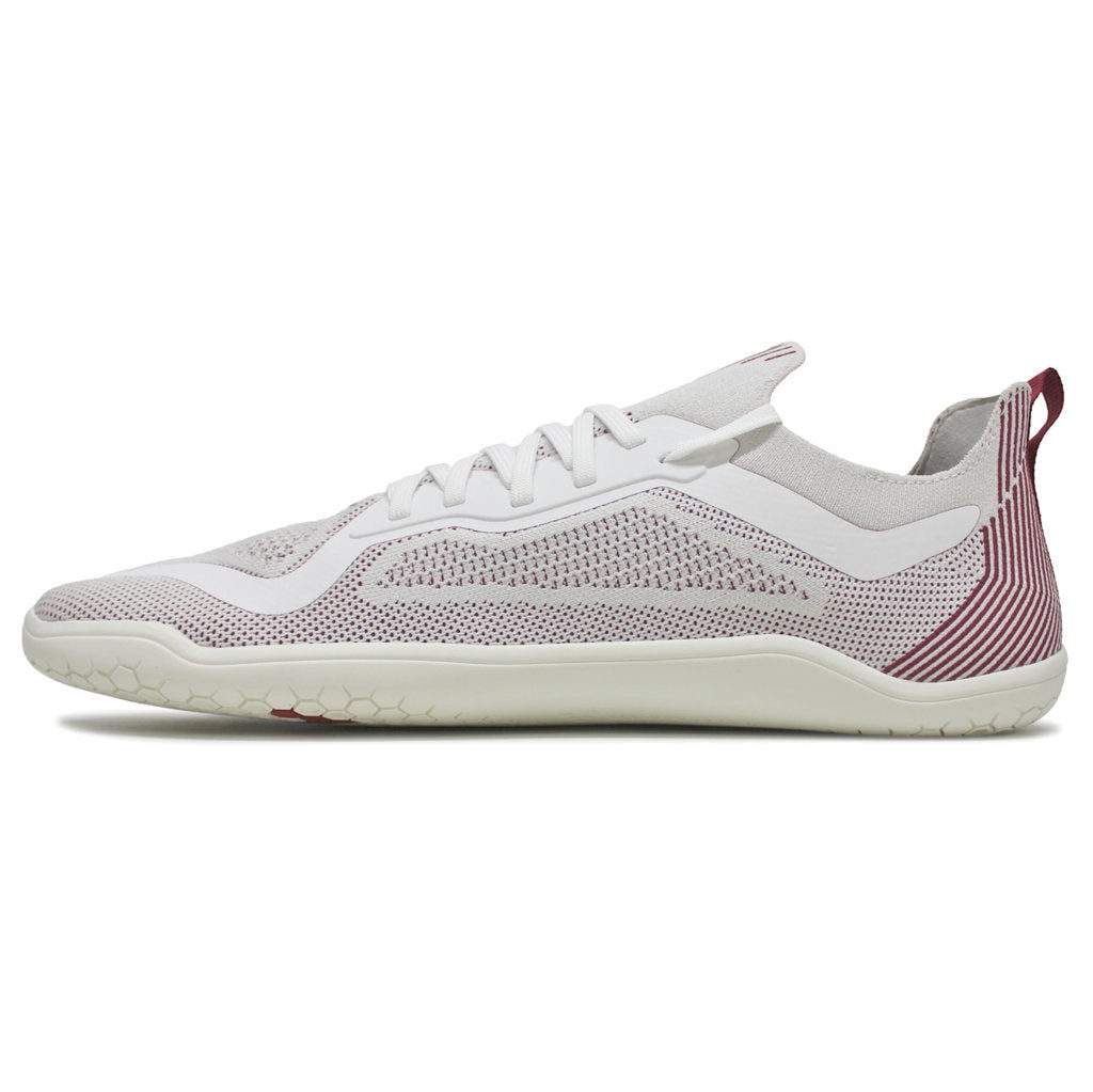 Vivobarefoot Primus Lite Knit Textile Synthetic Mens Trainers#color_off white burgundy