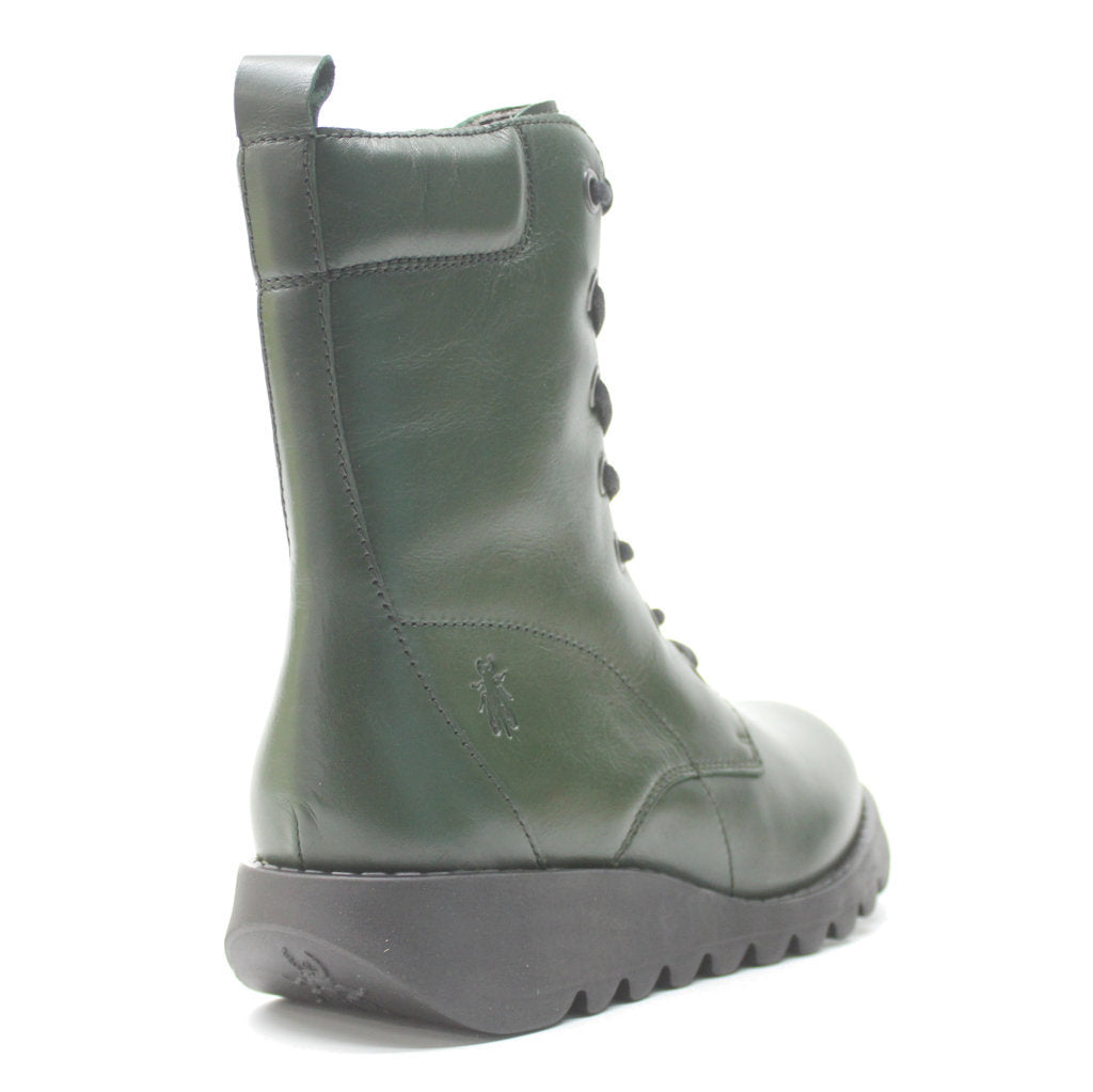Fly London Silf015Fly Leather Women's Wedge Ankle Boots#color_dark green