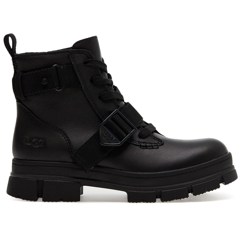 UGG Ashton Lace Up Leather Nubuck Womens Boots#color_black