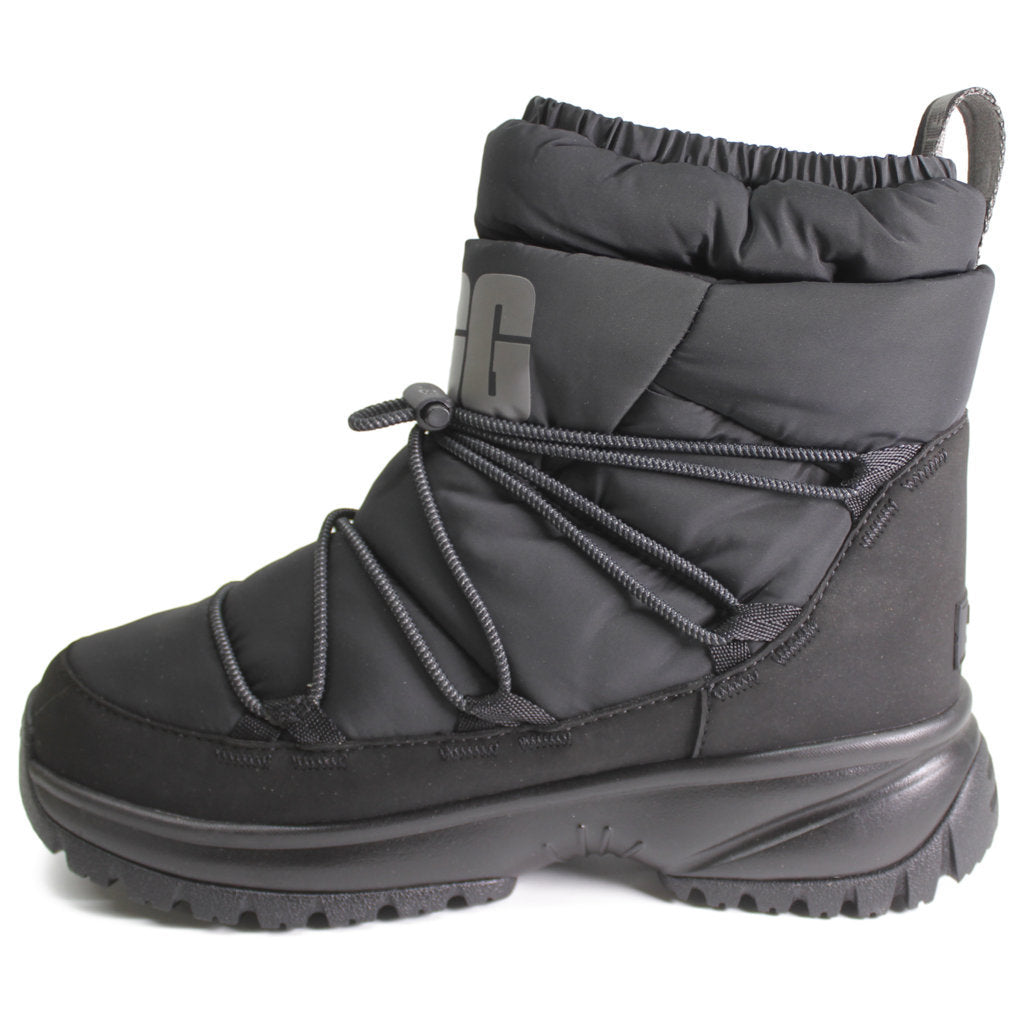 UGG Yose Puffer Mid Leather Textile Synthetic Womens Boots#color_black