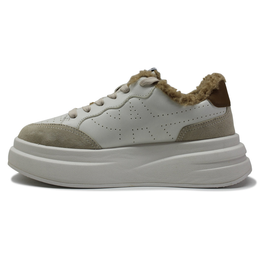 Ash Impuls Fur Leather Womens Trainers#color_shell white golden brown