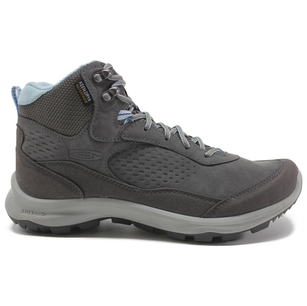 Keen Terradora Explorer Mid WP Leather Textile Womens Boots#color_steel grey clear sky
