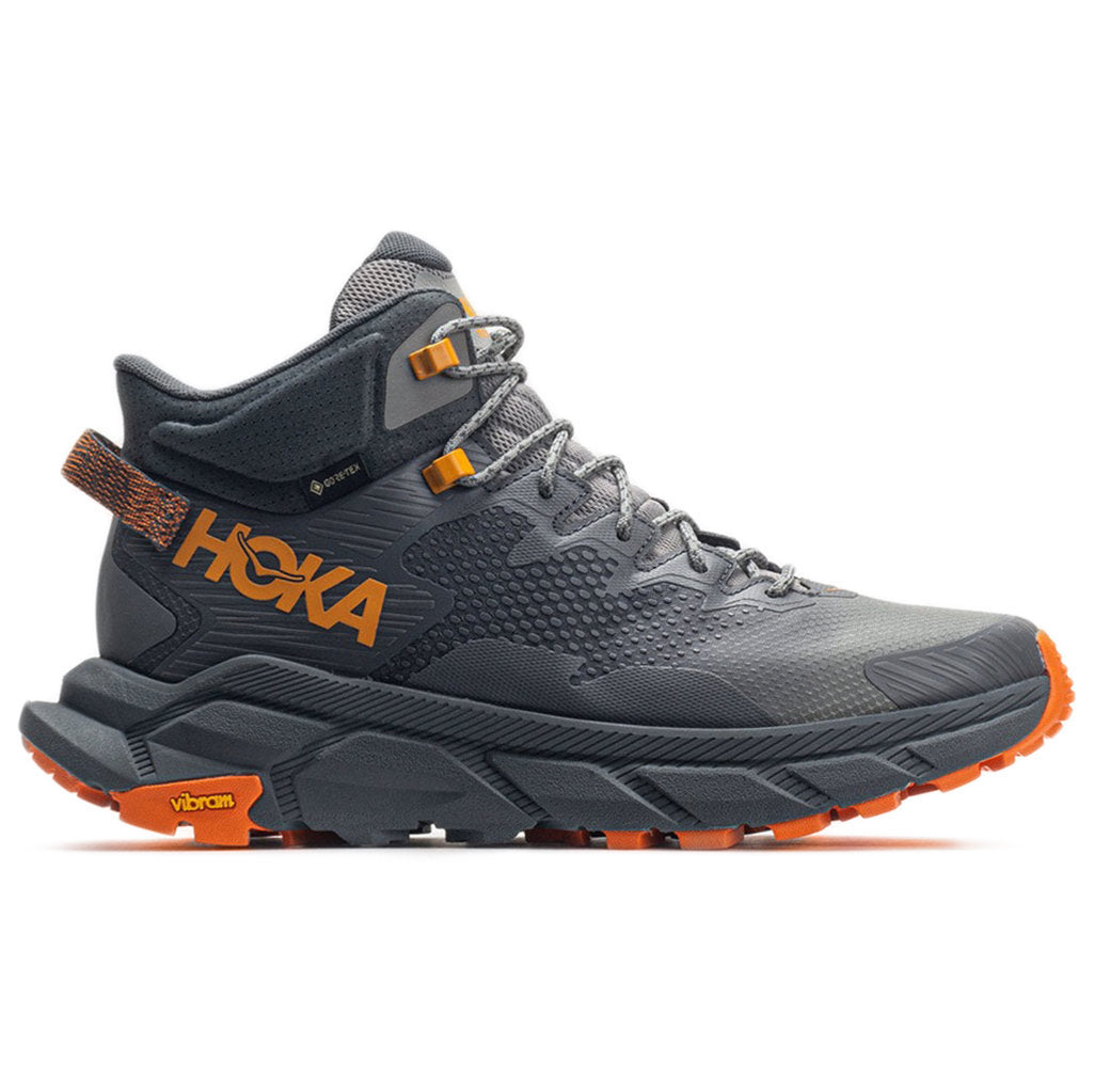 Hoka One One Trail Code GTX Textile Synthetic Mens Boots#color_castlerock perisimmon orange