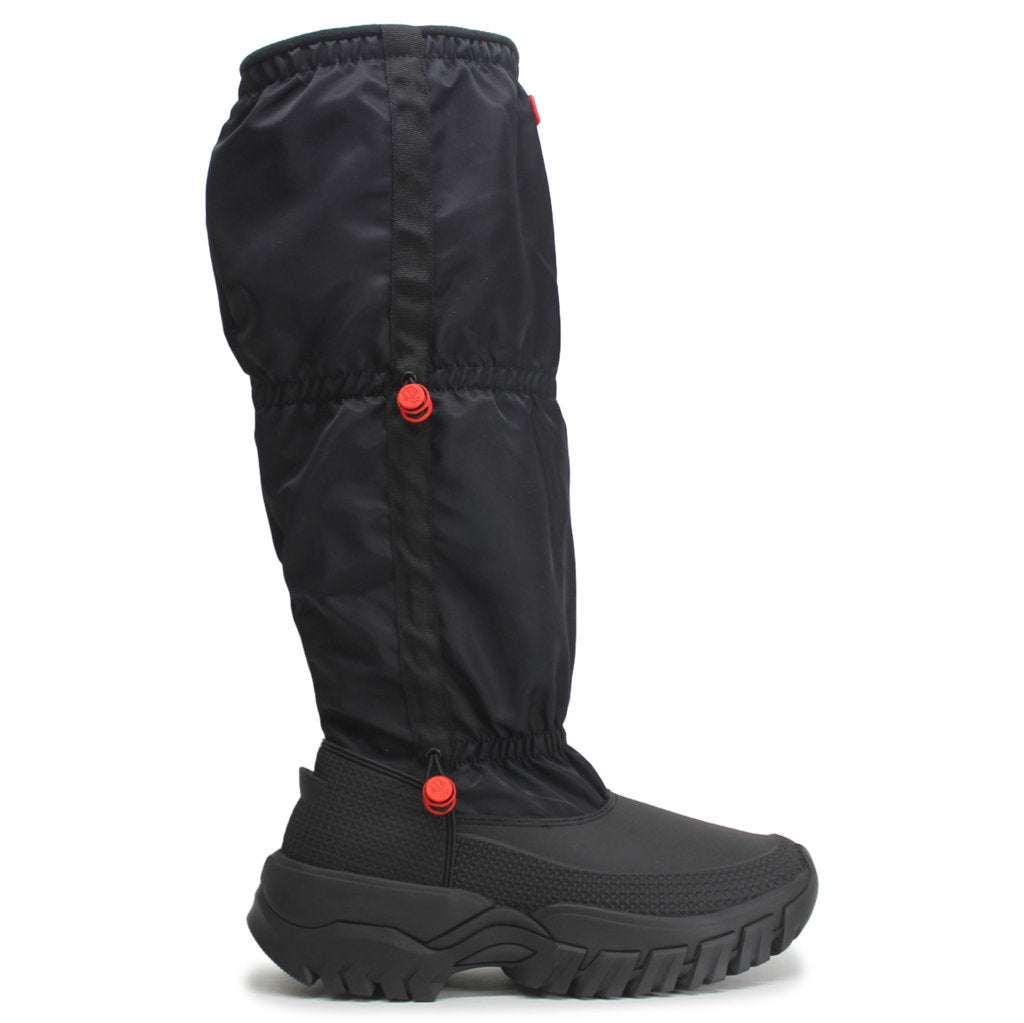 Hunter Wanderer Tall Slouch Snow Synthetic Textile Womens Boots#color_black