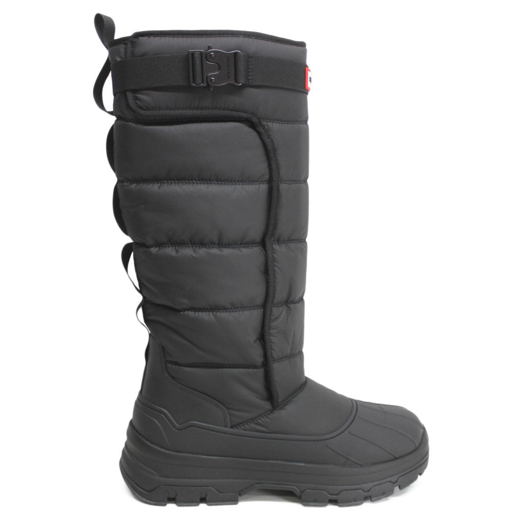 Hunter Tall Buckle Snow Synthetic Textile Womens Boots#color_black