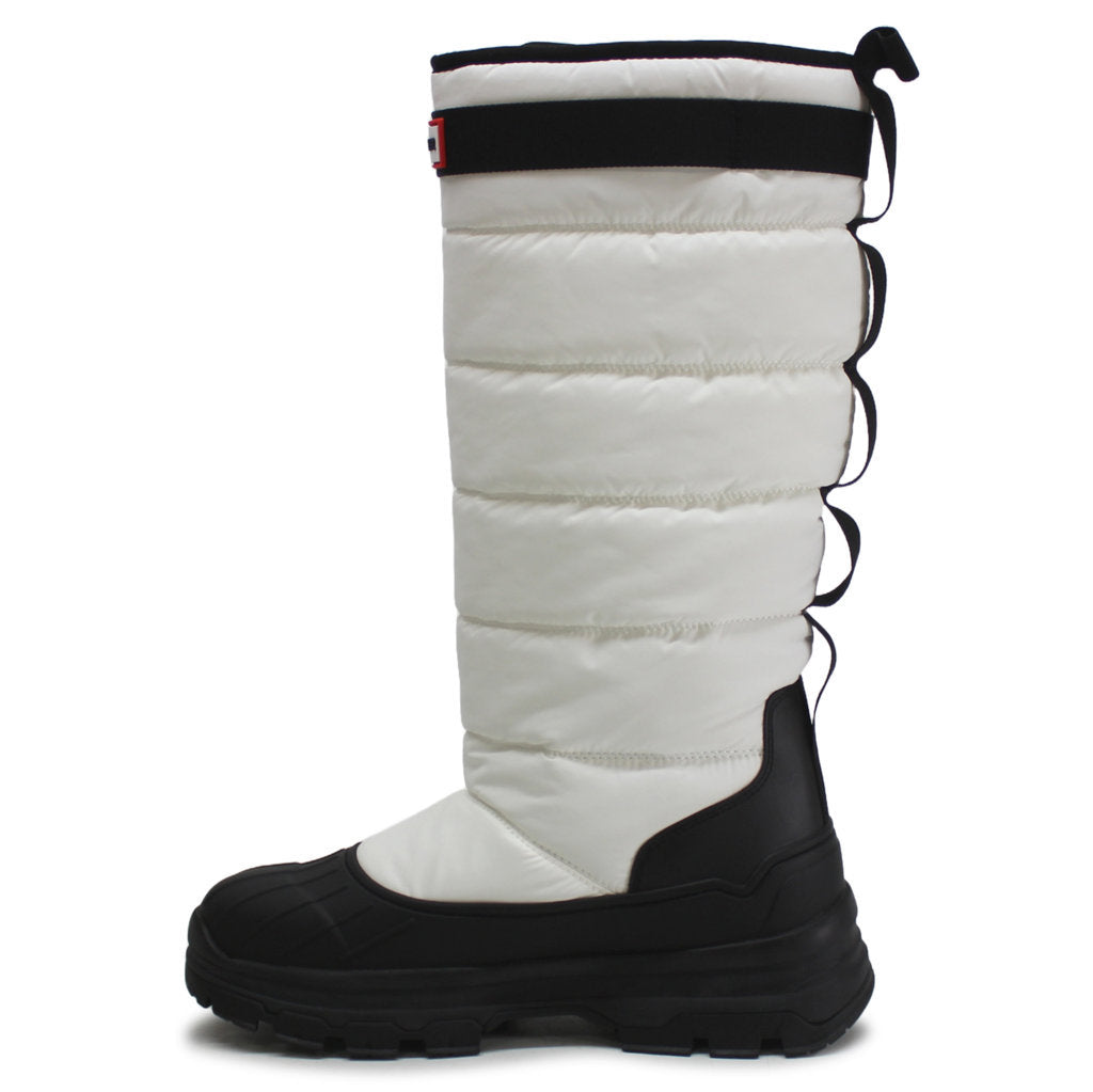 Hunter Tall Buckle Snow Synthetic Textile Womens Boots#color_white black
