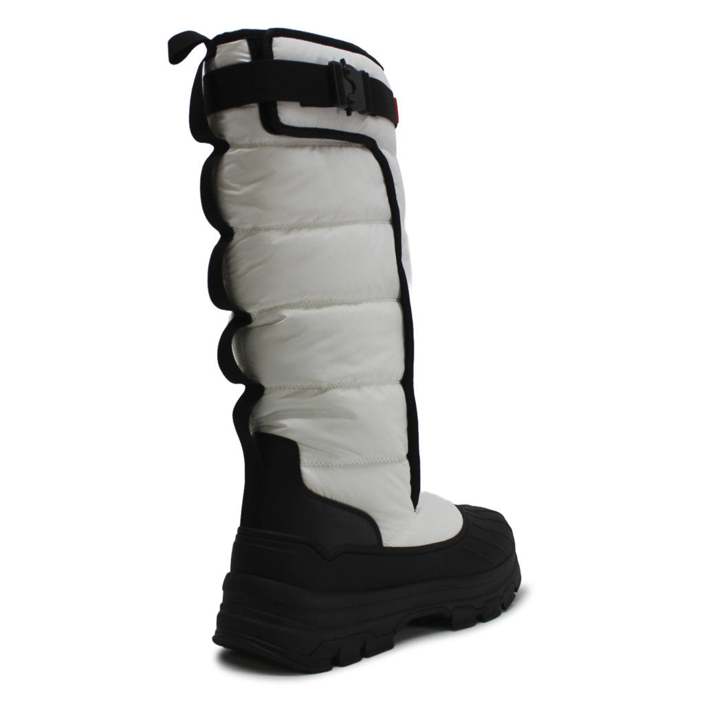 Hunter Tall Buckle Snow Synthetic Textile Womens Boots#color_white black