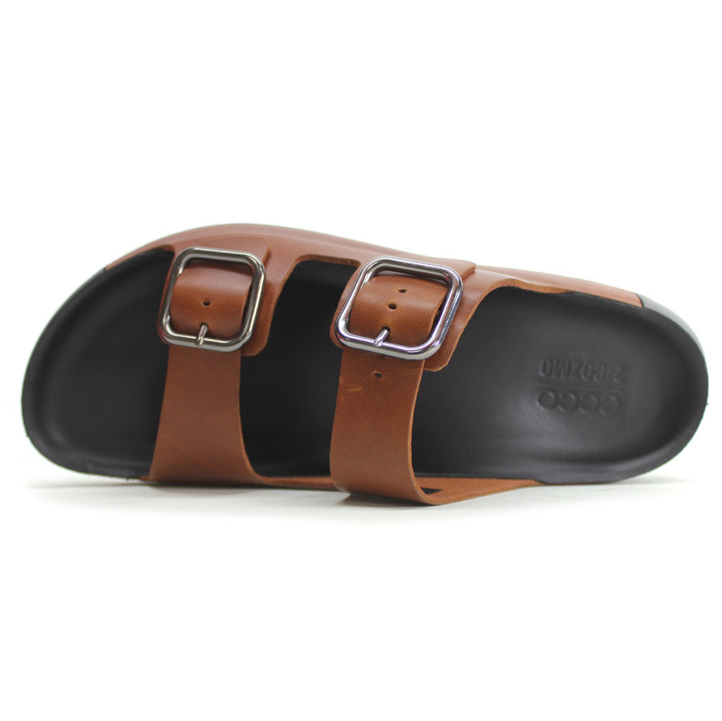 Ecco Cozmo Leather Mens Sandals#color_cognac