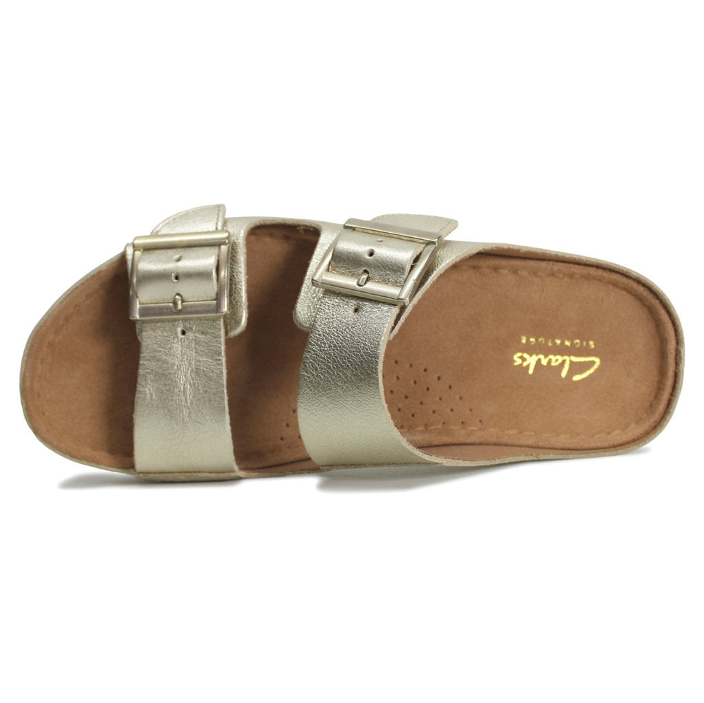 Clarks Brookleigh Sun Leather Womens Sandals#color_champagne