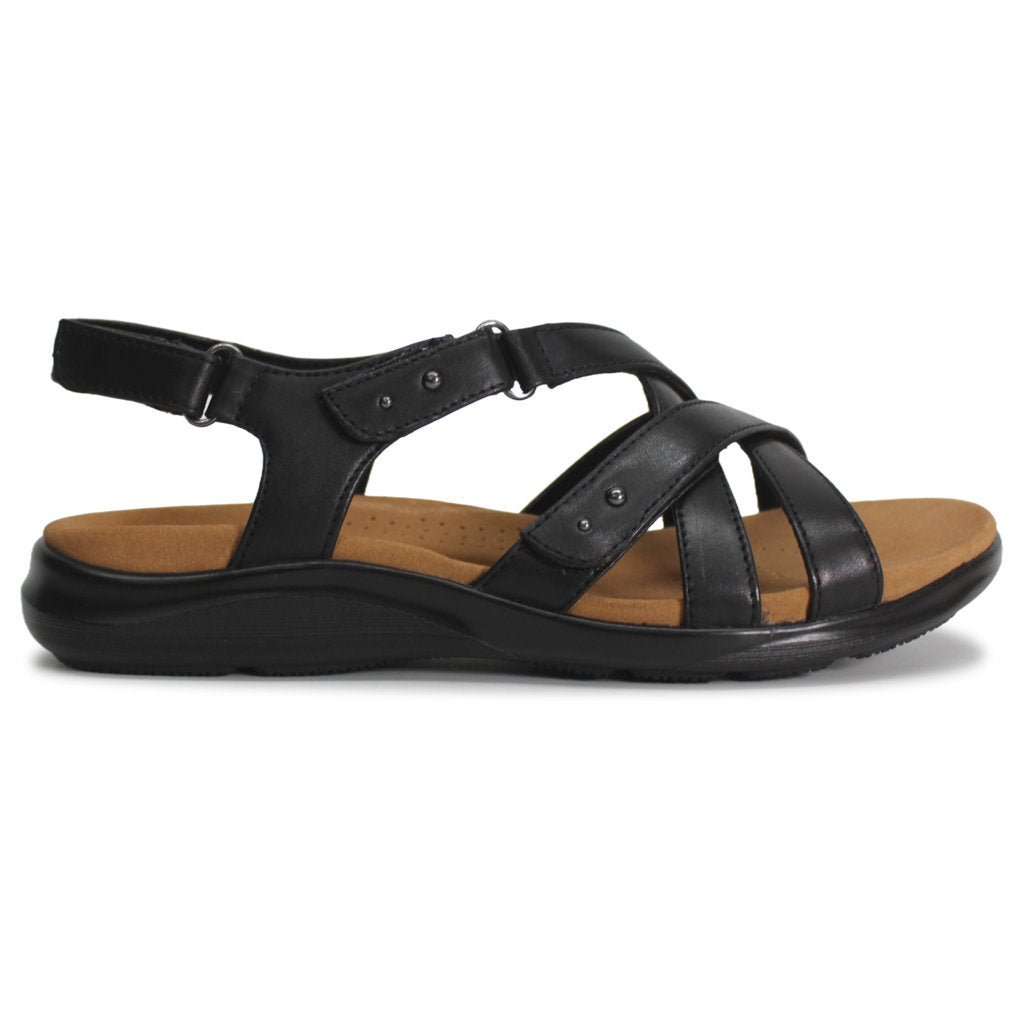 Clarks Kitly Go Leather Womens Sandals#color_black