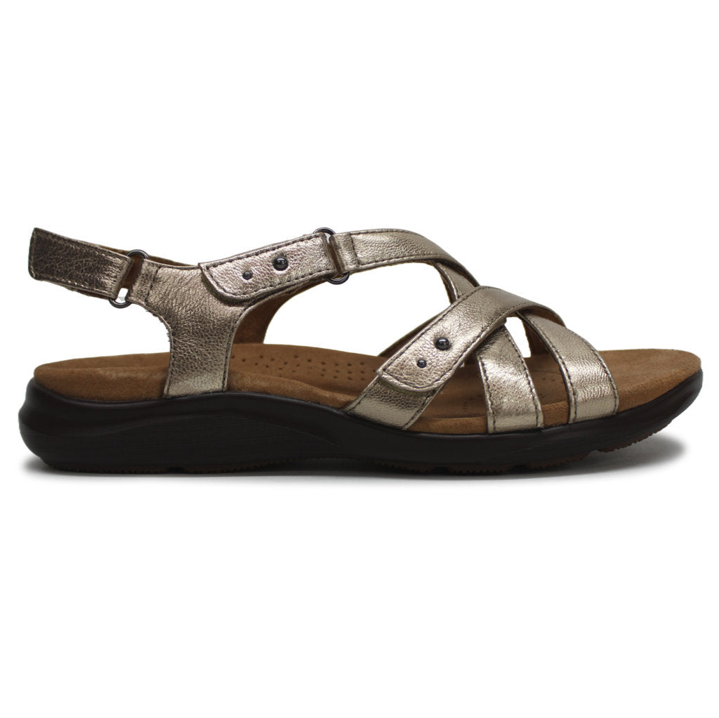Clarks Kitly Go Leather Womens Sandals#color_metallic