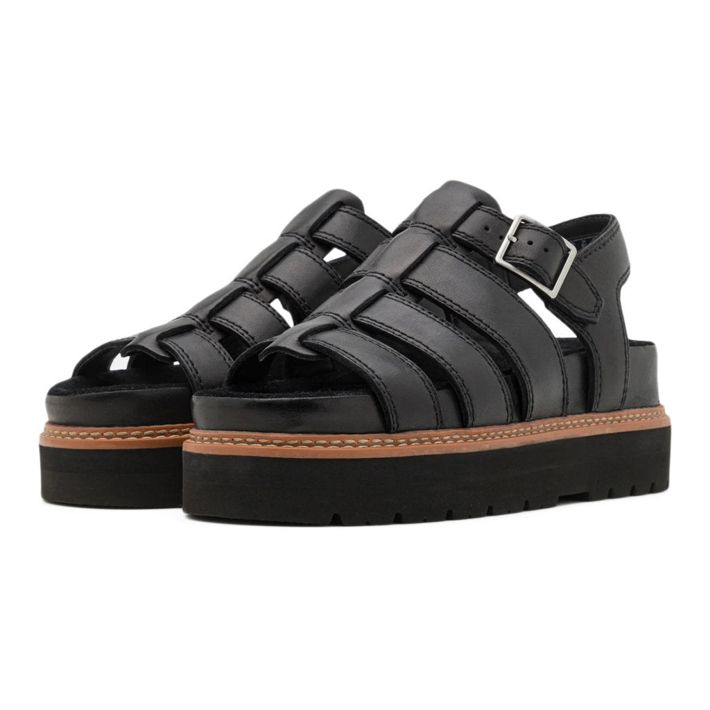 Clarks Orianna Twist Leather Womens Sandals#color_black