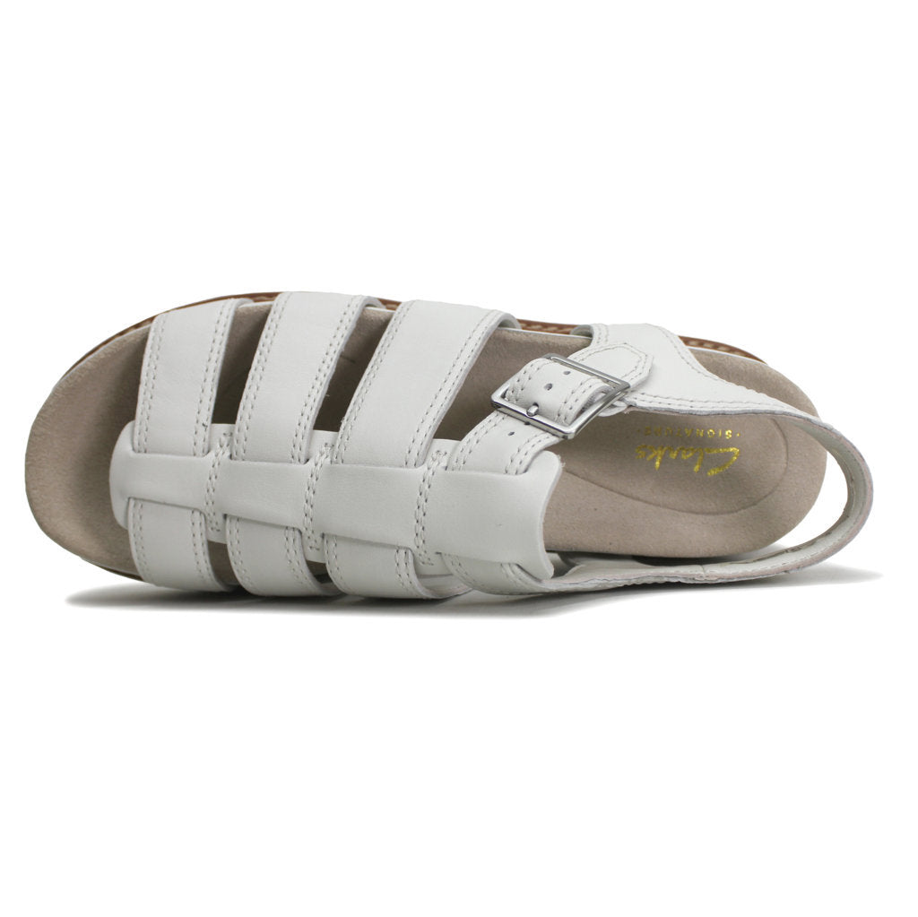 Clarks Orianna Twist Leather Womens Sandals#color_off white