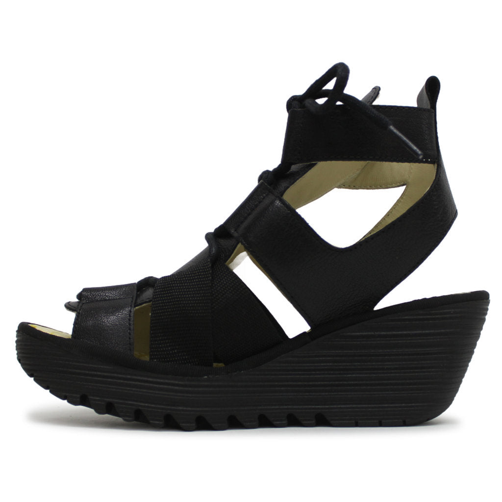 Fly London YACA413FLY Mousse Leather Womens Sandals#color_black