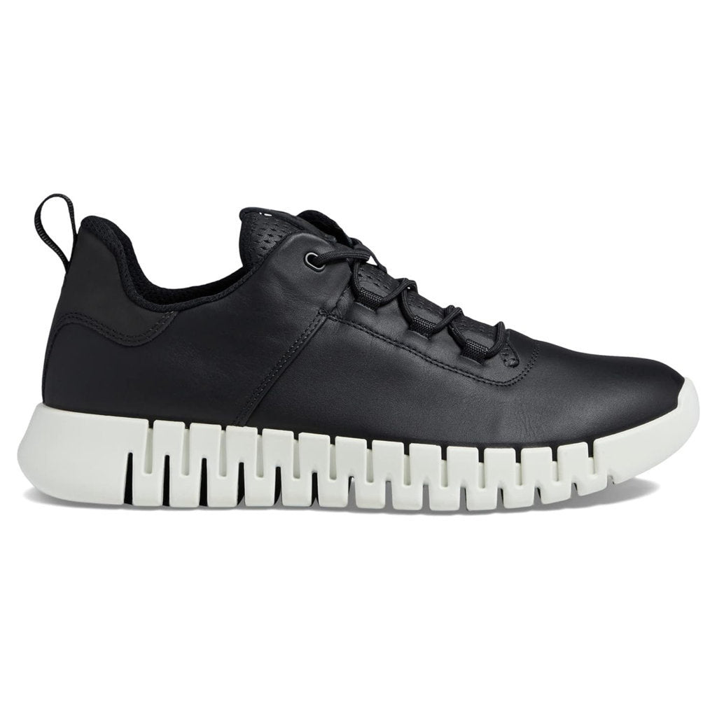 Ecco Gruuv Smooth Leather Mens Trainers#color_black black