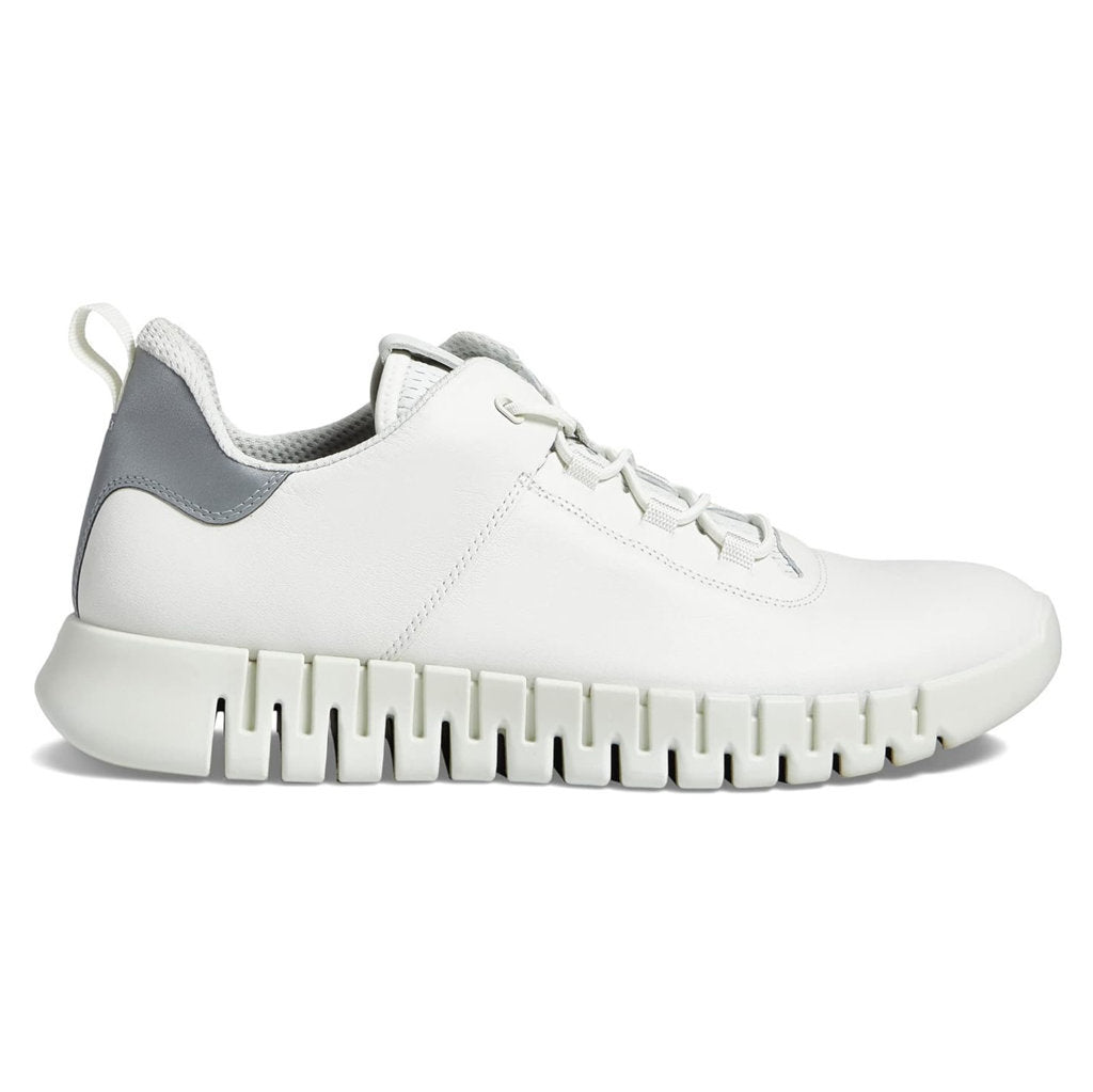 Ecco Gruuv Smooth Leather Mens Trainers#color_white white