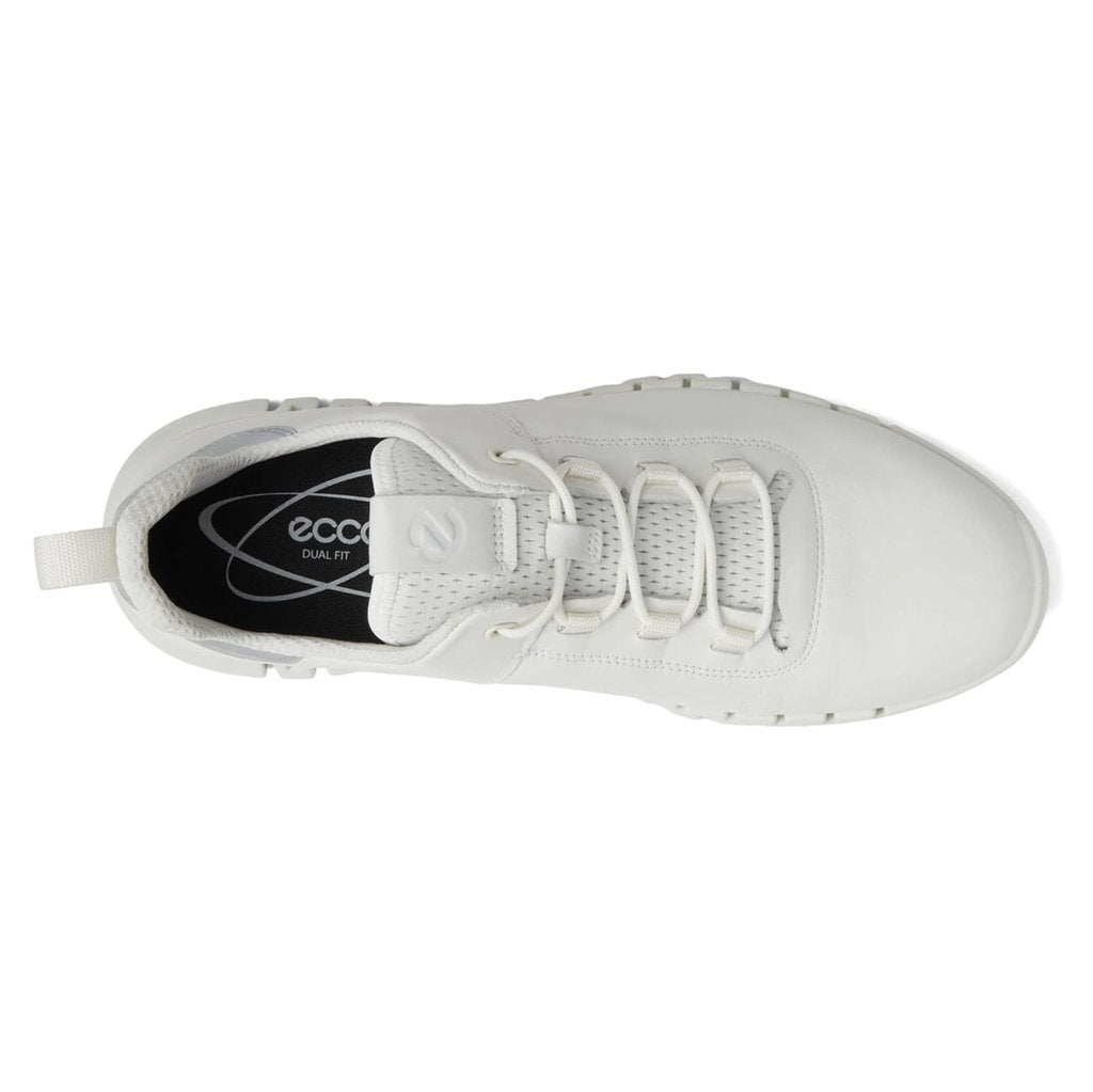 Ecco Gruuv Smooth Leather Mens Trainers#color_white white