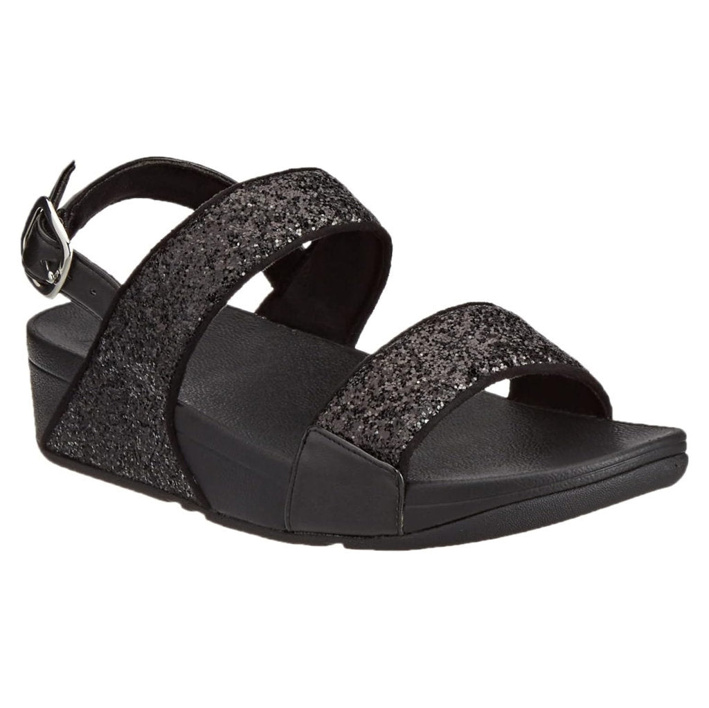 FitFlop Lulu Glitter Back Strap Synthetic Womens Sandals#color_black glitter