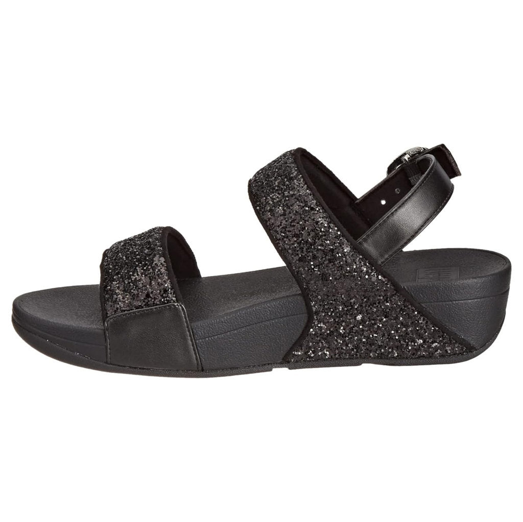 FitFlop Lulu Glitter Back Strap Synthetic Womens Sandals#color_black glitter