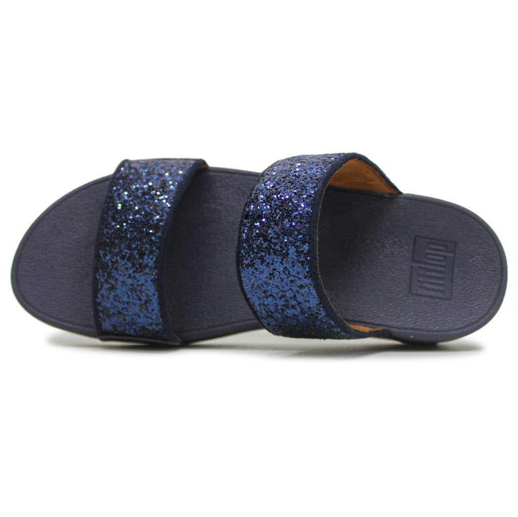 FitFlop Lulu Glitter Slides Synthetic Womens Sandals#color_midnight navy