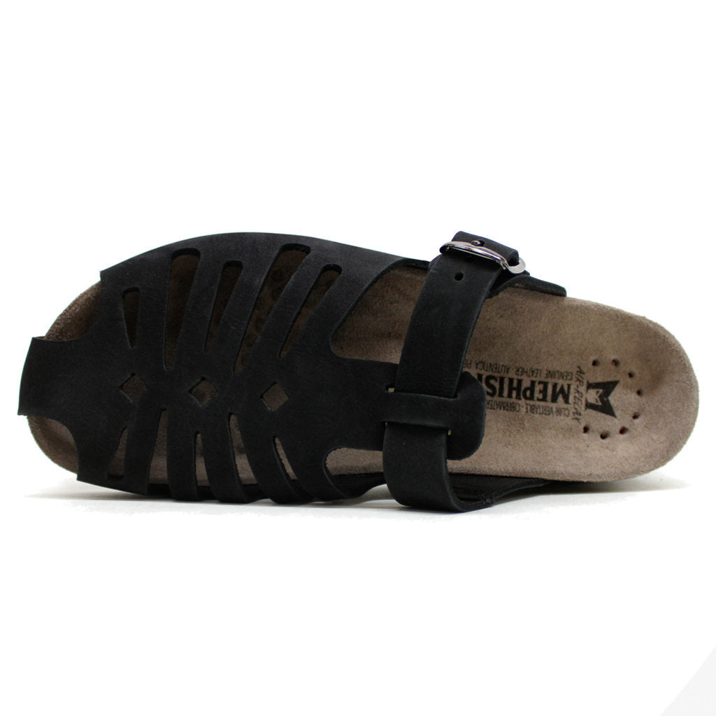 Mephisto Hedina Nubuck Leather Womens Sandals#color_black